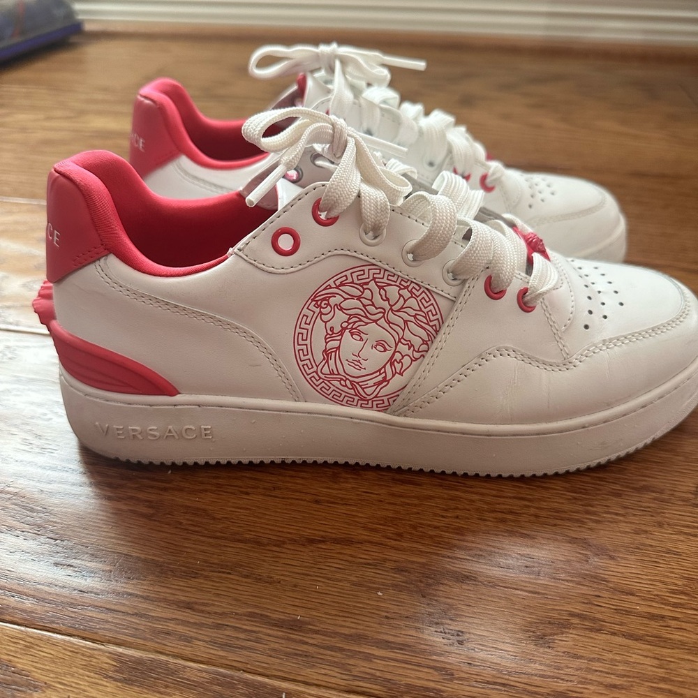 Versace Medusa White and hot Pink Sneakers